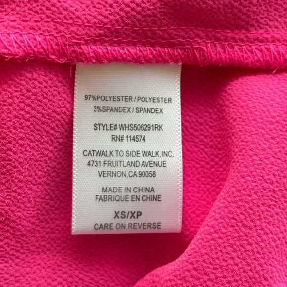 Pleione Hot Pink Ruffle Short Sleeve Blouse Crew Neck Flowy Size XS - Picture 4 of 4